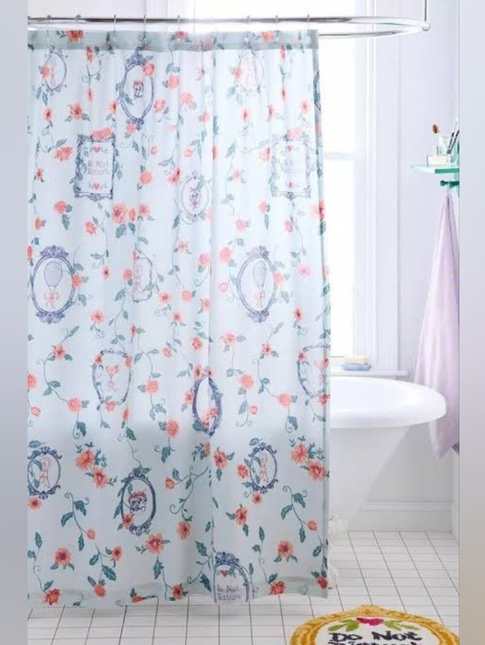 UO Finley Floral Frame Patterned Shower Curtain
